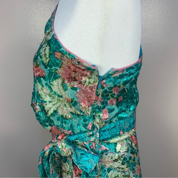 Hermant & Nandita Revolve Velvet Floral Metallic One Shoulder Mini Dress - Picture 9 of 16